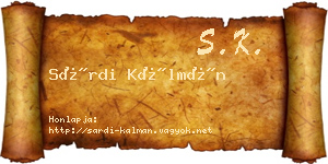 Sárdi Kálmán névjegykártya